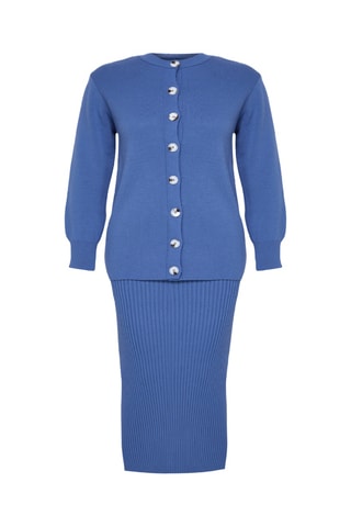 Casaco de malha e vestido midi - Índigo