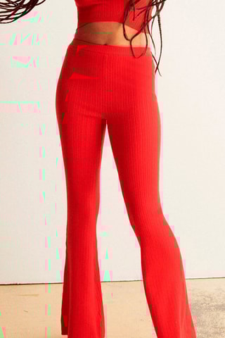 Calças corte flare cintura subida Pointiflariz - Vermelho