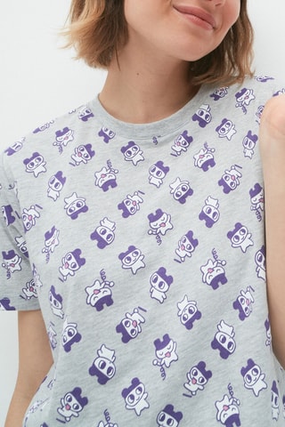 T-shirt em algodão biológico Tamagotchiz Cinzento-claro mesclado