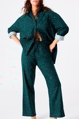 Calças wide legs Checkchemiz -  Azul-pato