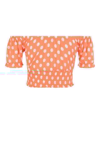 Crop top Shortpoiz Salmão e branco