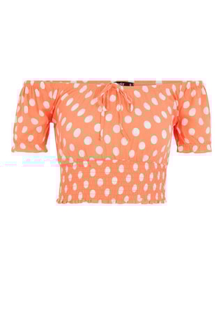 Crop top Shortpoiz Salmão e branco
