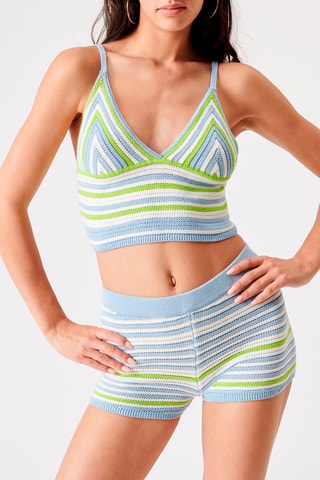 Crop top Rachatiz Azul-celeste e branco