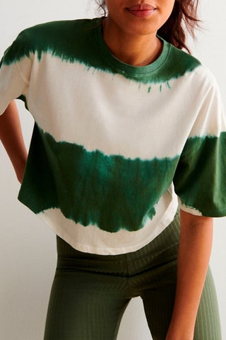 T-shirt curta dip and dye Deepiz Cru e verde mesclado
