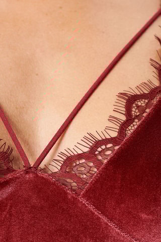 Babydoll em veludo Laceveliz Vermelho-escuro