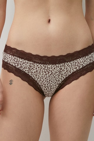 Tanga New Skinny Leoiz Branco e castanho