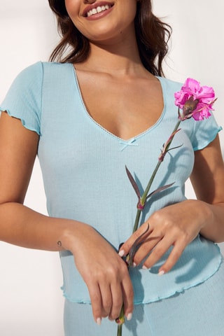 Top de pijama Cameliz - Azul-celeste