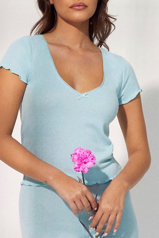 Top de pijama Cameliz - Azul-celeste