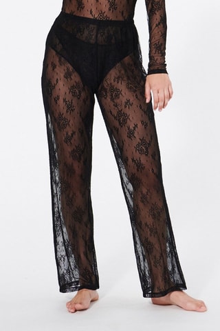 Calças largas de pijama em renda de cintura subida Splendidiz - Preto