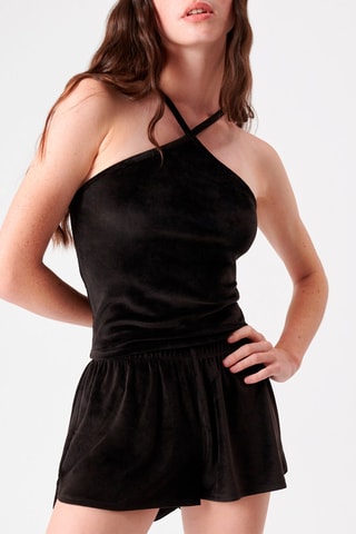 Crop top em veludo Siloufliz Preto