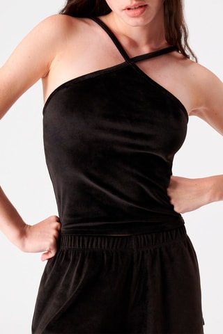 Crop top em veludo Siloufliz Preto