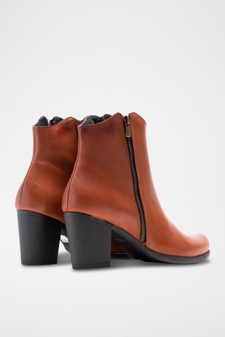 Bottines en croûte de cuir - Camel