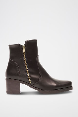 Bottines en cuir nappa - Marron foncé