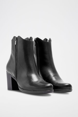 Bottines en croûte de cuir - Noir