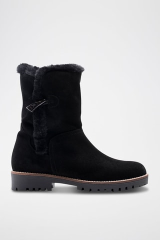 Bottines fourrées en nubuck - Noir