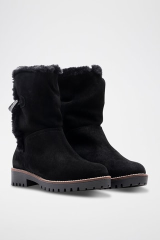 Bottines fourrées en nubuck - Noir