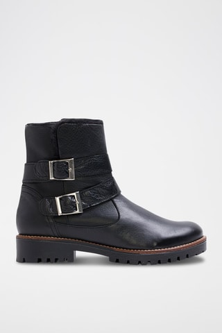 Bottines fourrées en cuir - Noir