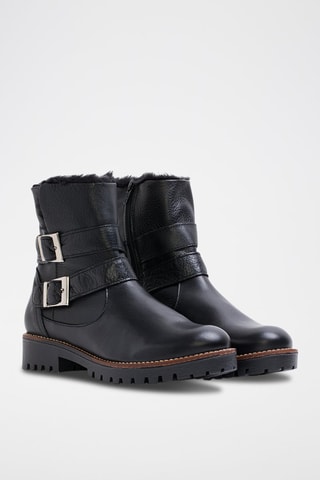 Bottines fourrées en cuir - Noir