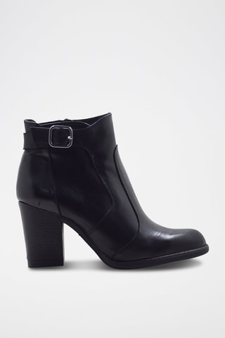 Bottines en croûte de cuir - Noir