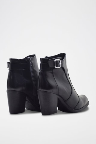 Bottines en croûte de cuir - Noir