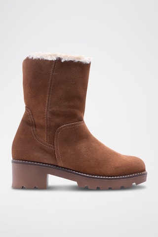 Bottines fourrées en nubuck - Marron