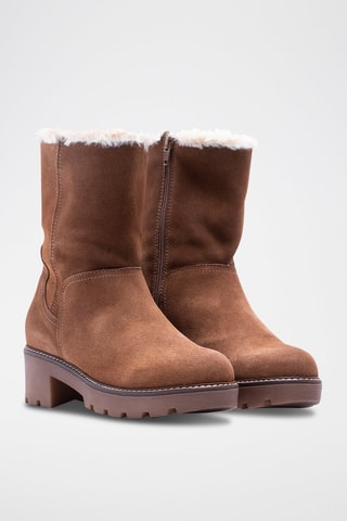 Bottines fourrées en nubuck - Marron