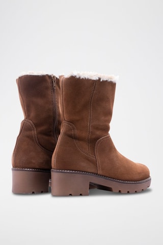 Bottines fourrées en nubuck - Marron