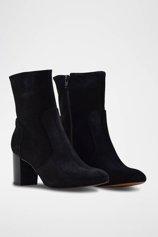 Bottines en croûte de cuir - Noir