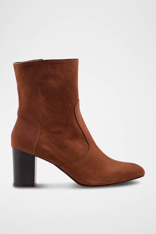 Bottines en croûte de cuir - Marron