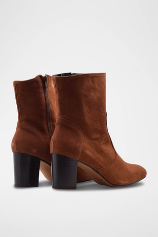 Bottines en croûte de cuir - Marron
