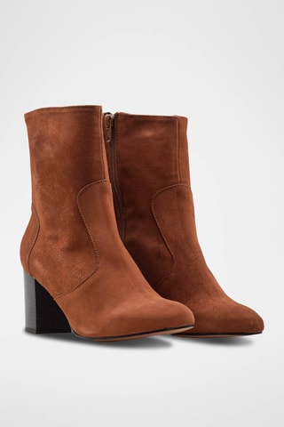 Bottines en croûte de cuir - Marron