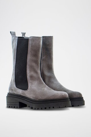 Bottes Chelsea montantes en cuir - Gris