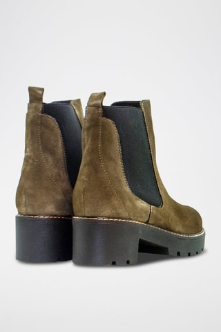 Bottines Chelsea montantes en cuir - Kaki