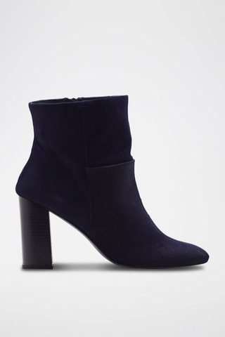 Bottines en croûte de cuir - Bleu marine