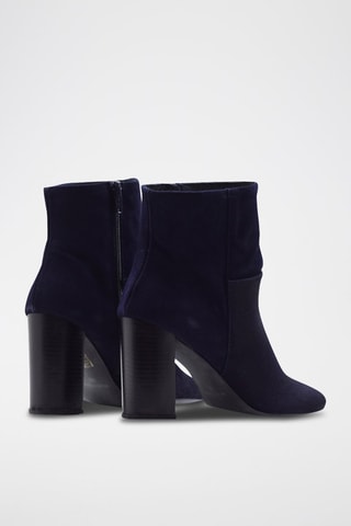 Bottines en croûte de cuir - Bleu marine