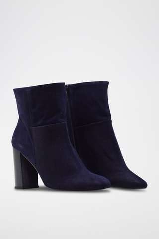 Bottines en croûte de cuir - Bleu marine