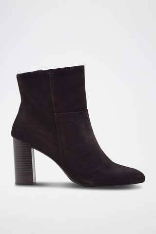 Bottines en croûte de cuir - Marron