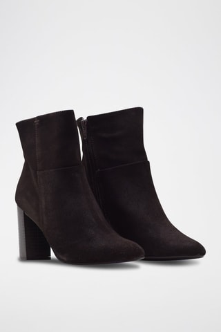 Bottines en croûte de cuir - Marron