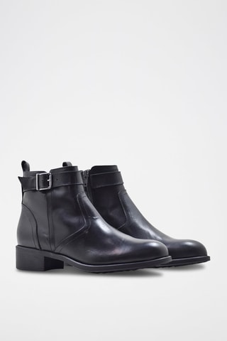 Bottines en croûte de cuir - Noir