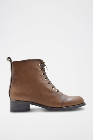 Bottines en croûte de cuir - Camel