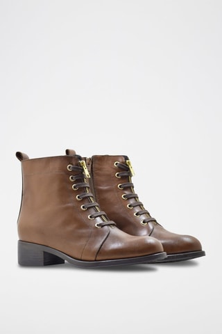 Bottines en croûte de cuir - Camel