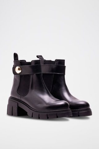 Bottines à talons en cuir - Noir