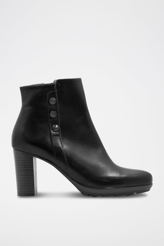 Bottines en croûte de cuir - Noir