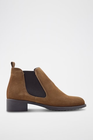 Bottines Chelsea en croûte de cuir - Marron
