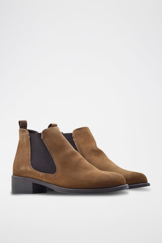 Bottines Chelsea en croûte de cuir - Marron