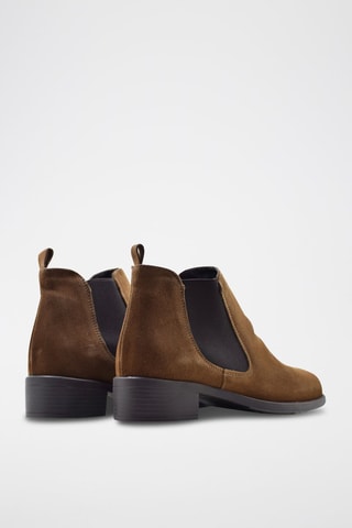 Bottines Chelsea en croûte de cuir - Marron