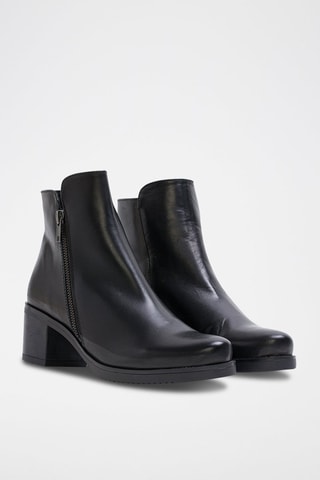 Bottines en croûte de cuir - Noir