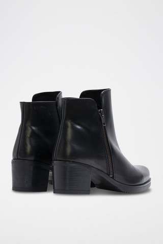 Bottines en croûte de cuir - Noir
