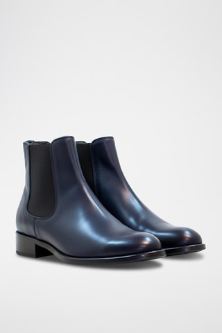 Botins em couro napa - Azul-marinho