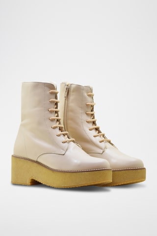 Bottines en croûte de cuir - Taupe